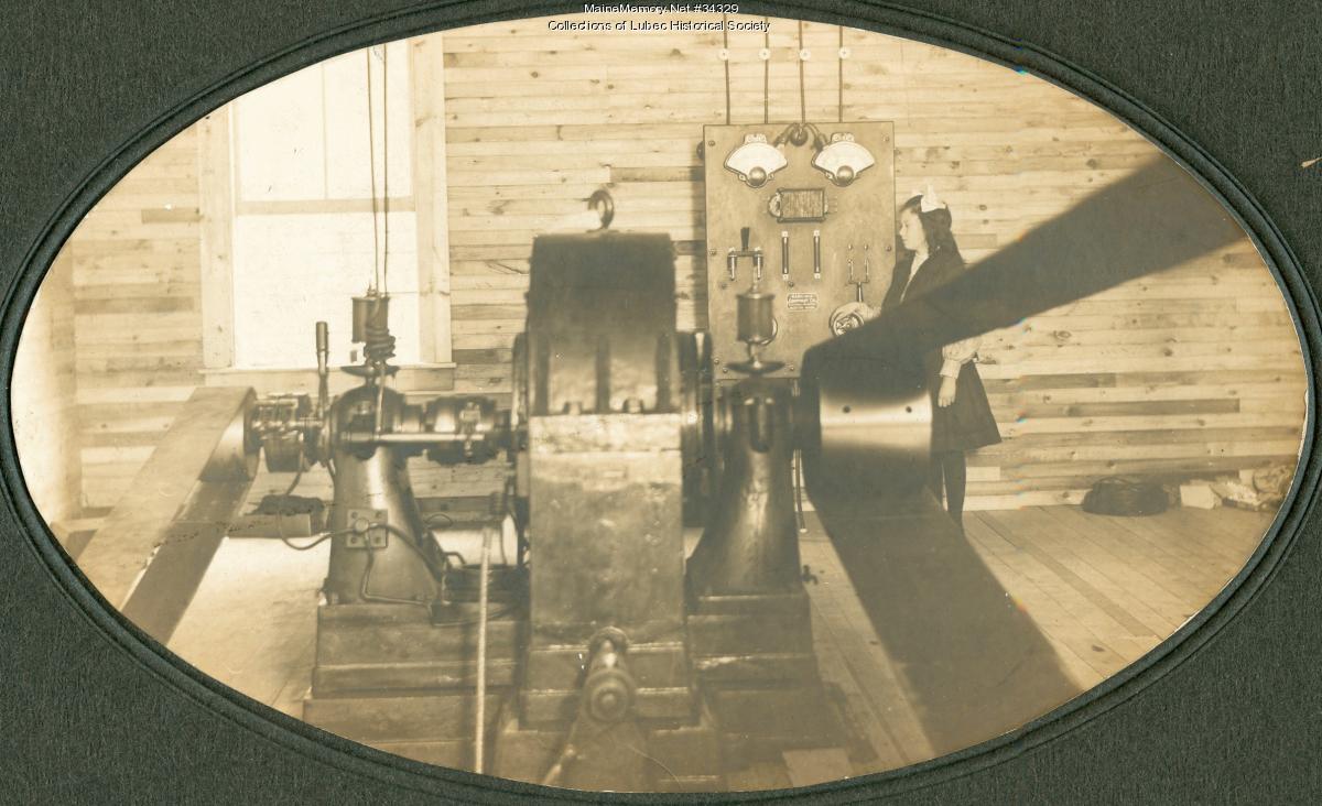 Early electric generator, Lubec, ca. 1903, ca. 1903 - Maine Memory Network