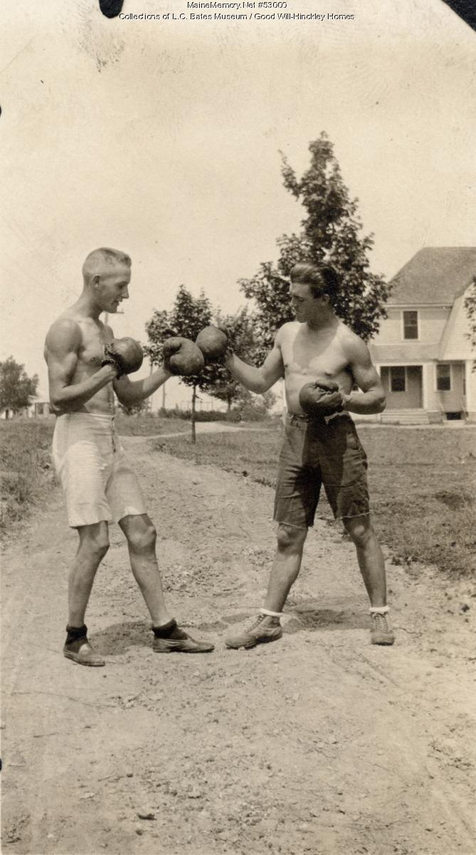 Staged boxing, Fairfield, ca. 1920 - Maine Memory Network
