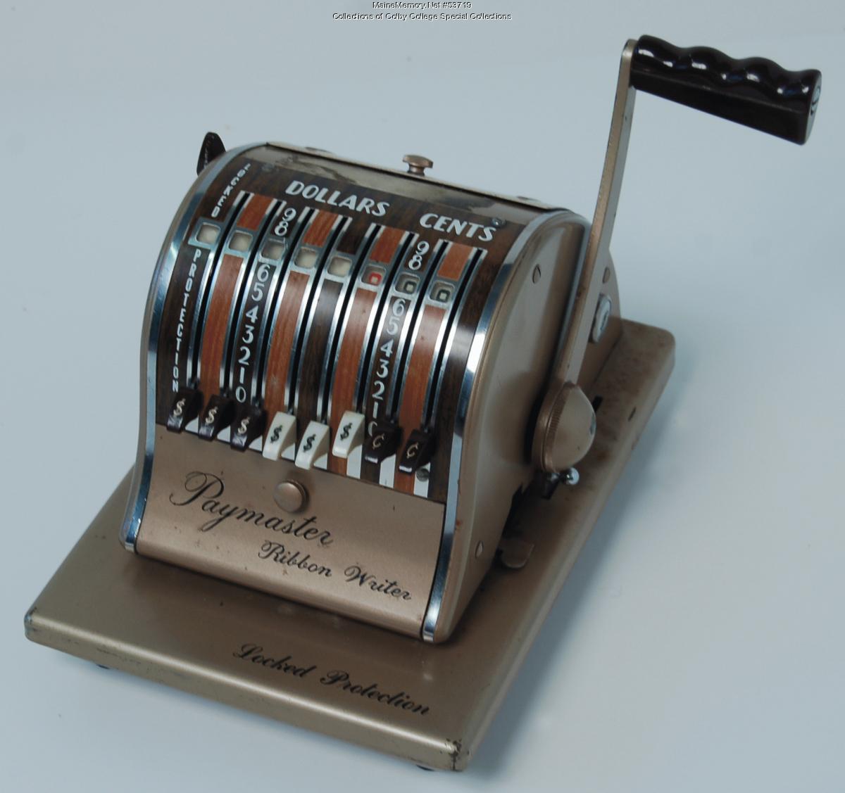 Paymaster machine, Waterville, ca. 1960 - Maine Memory Network