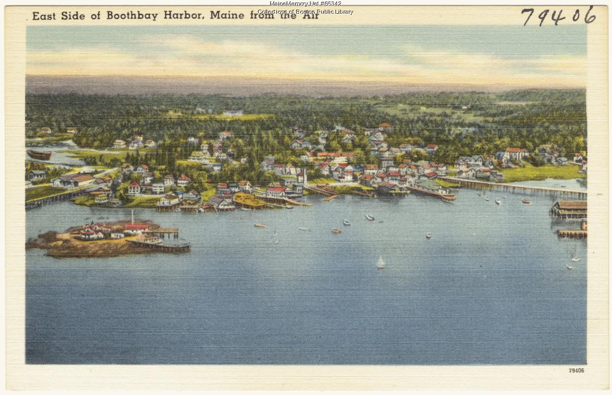 Aerial view of East Boothbay Harbor, ca. 1938 - Maine Memory Network