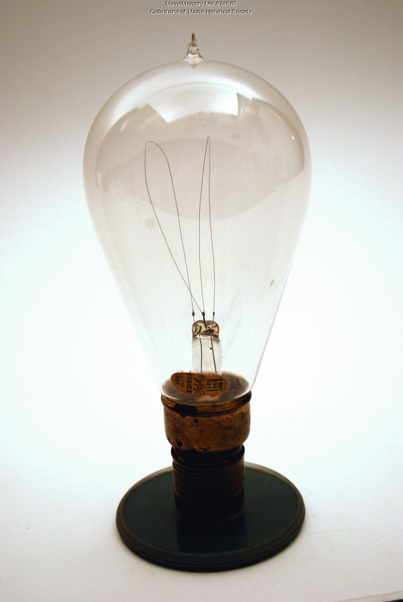 Metalized filament bulb, ca. 1904 - Maine Memory Network
