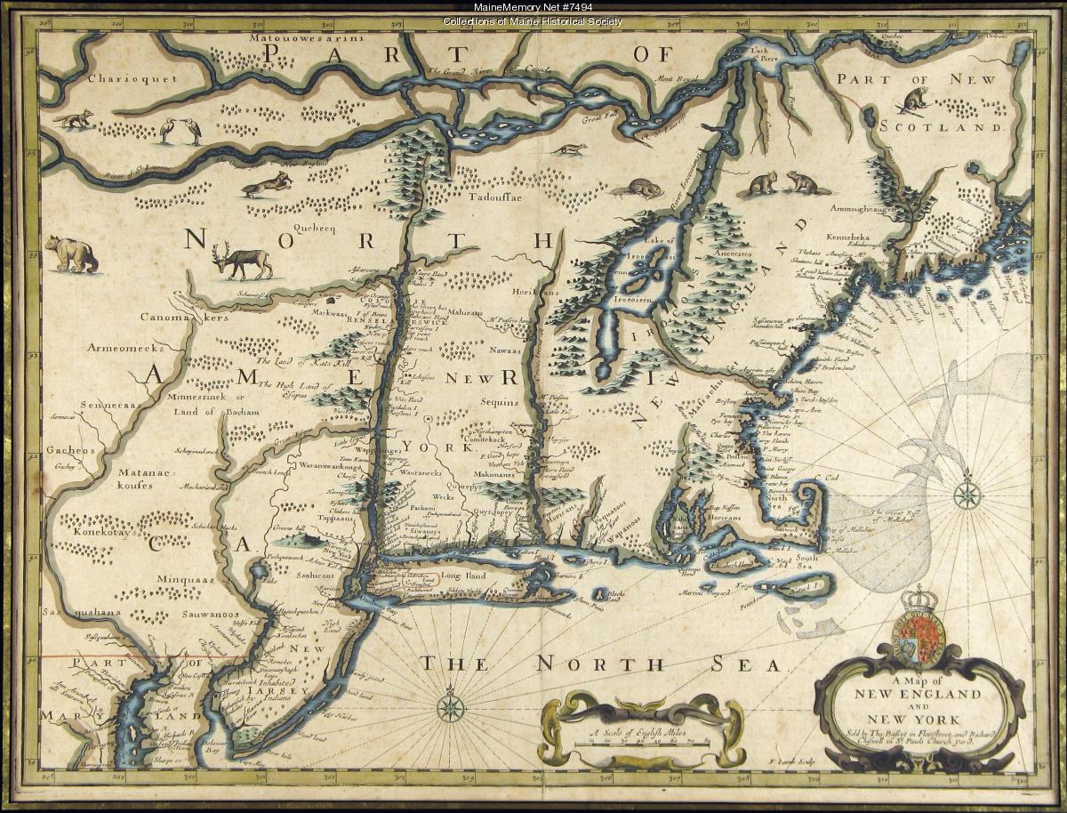 Map of New England and New York, ca. 1676 - Maine Memory Network