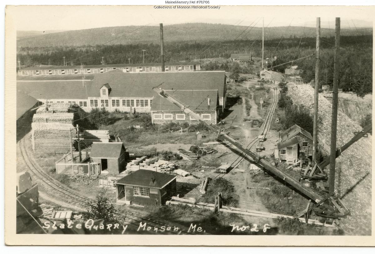 Aerial view of slate quarry, Monson, ca. 1890 - Maine Memory Network