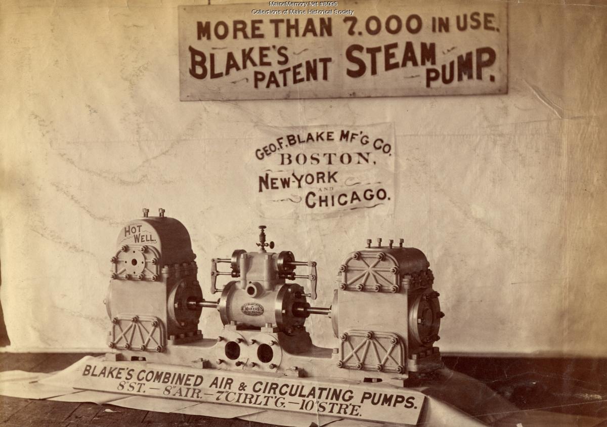 Blake's steam pump display, ca. 1890 - Maine Memory Network