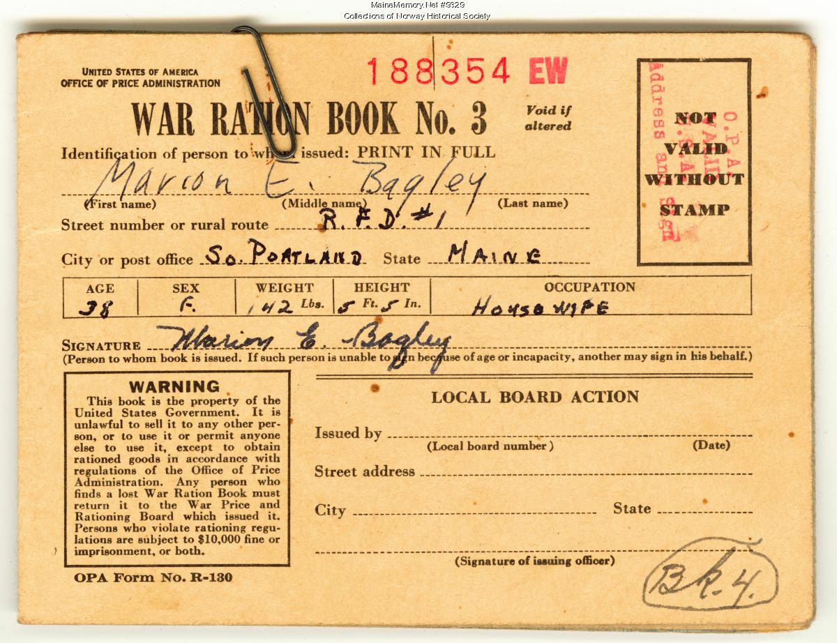 World War II ration book,1943 - Maine Memory Network